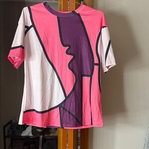 Abstract Pink and Purple Women's Top